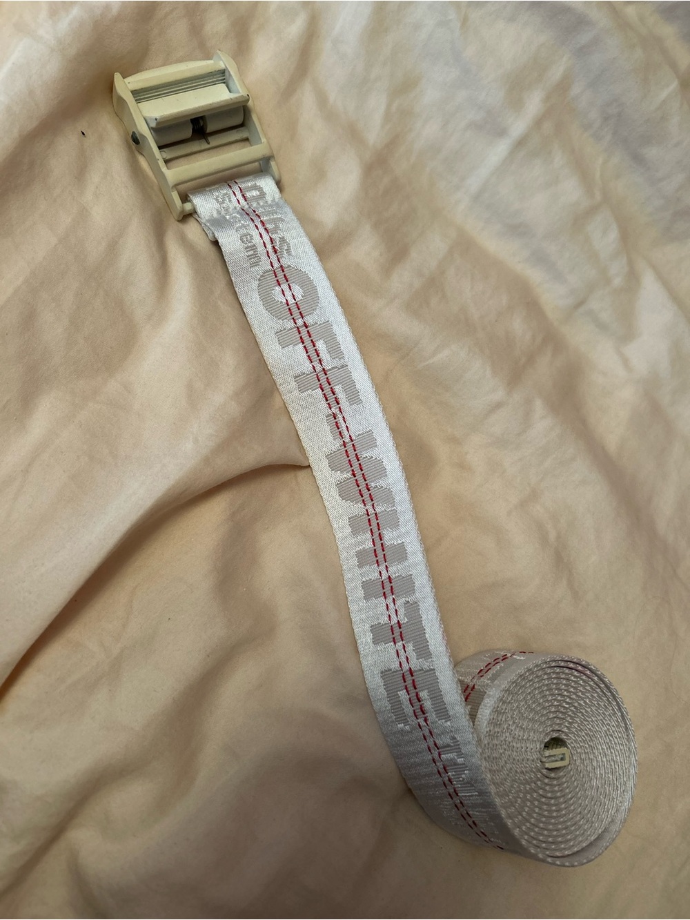 Off-White white Canvas Industrial-Style Belt with Metal Buckle